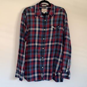 Lucky Brand flannel in red, white, and blue XL